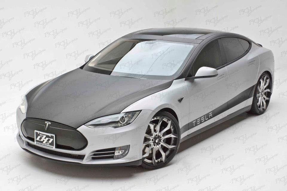 Tesla Model S Wrapped Carbon Fiber