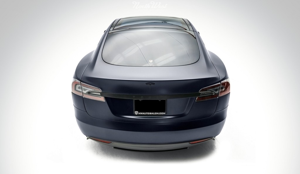 Tesla Model S Wrapped Stealth Rear