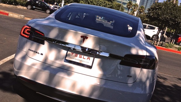 Tesla Model S Red Emblem Rear