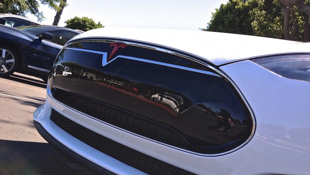 Tesla Model S Red Emblem Front