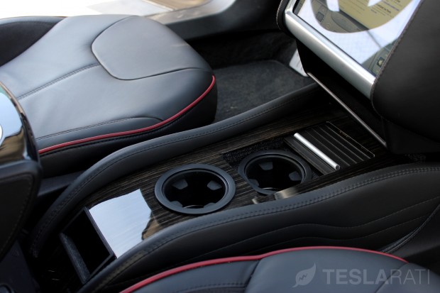 Teslaccessories Model S Center Console Insert (CCI) Obeche Wood Gloss X2 Mounted