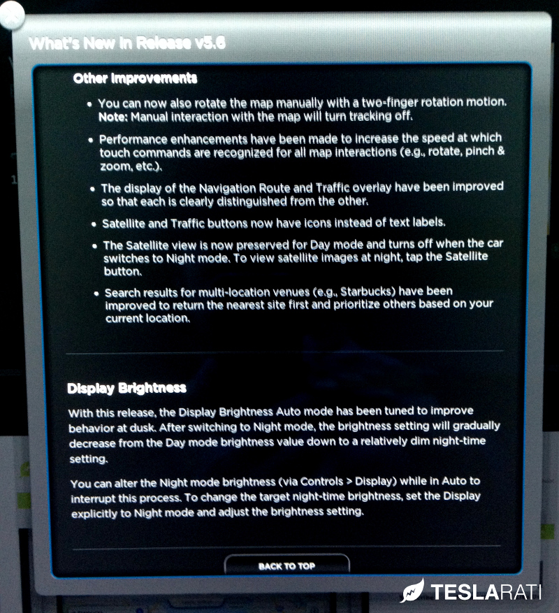 Tesla Model S Firmware 5.6 Display Brightness