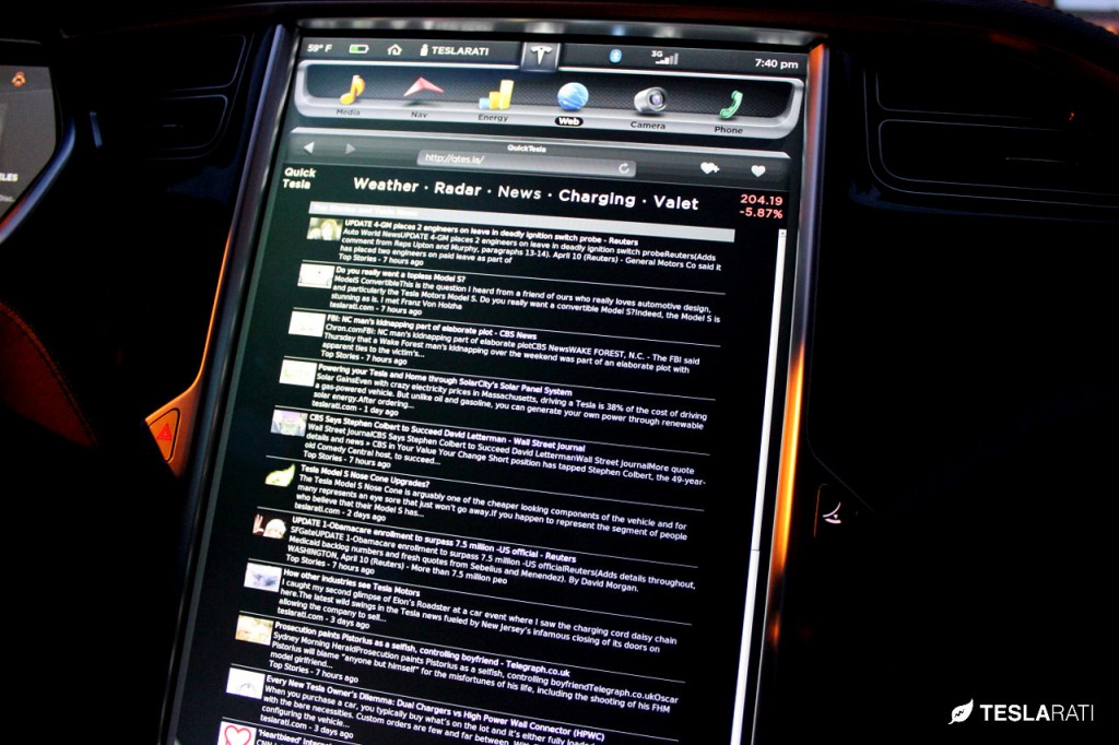 Quick Tesla App News: Tesla Model S Web Browser