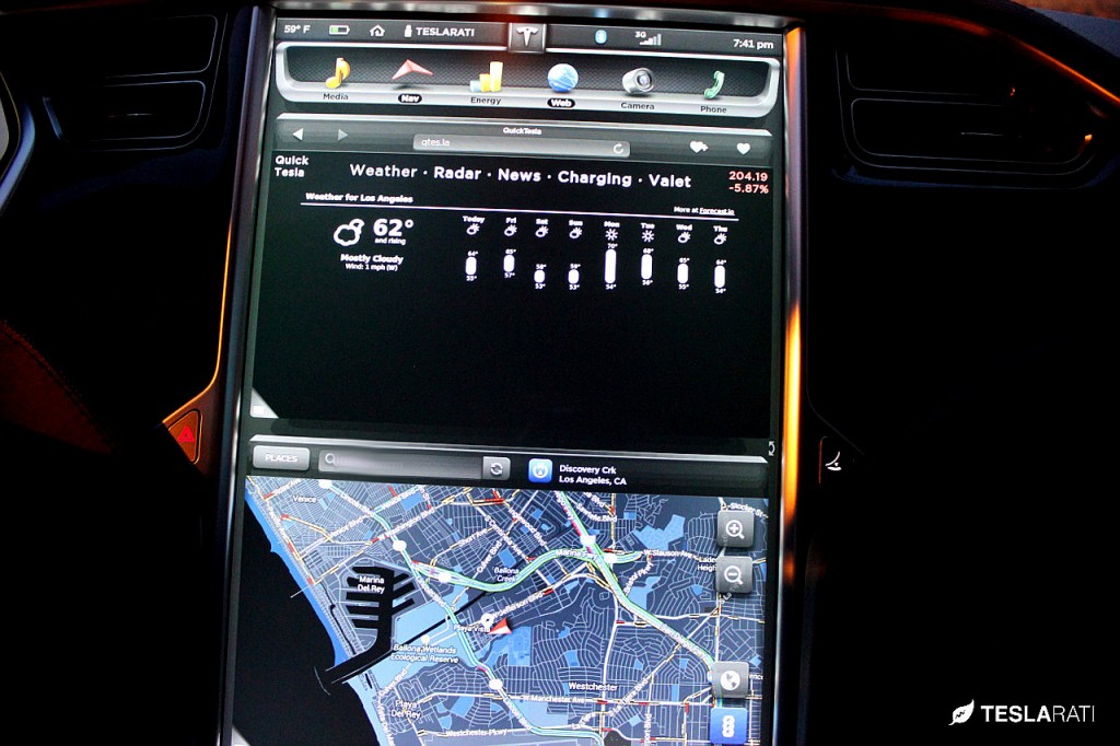 Quick Tesla App Weather: Tesla Model S Web Browser