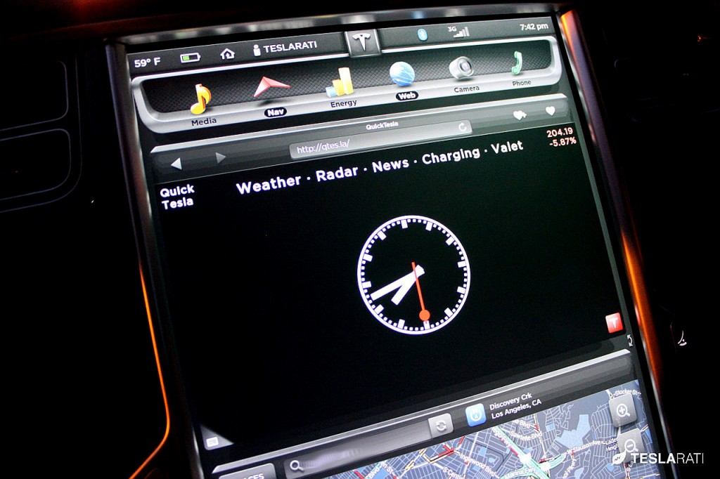 Quick Tesla App Clock: Tesla Model S Web Browser