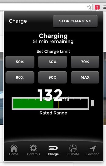 Tesla Model S Control App Charging