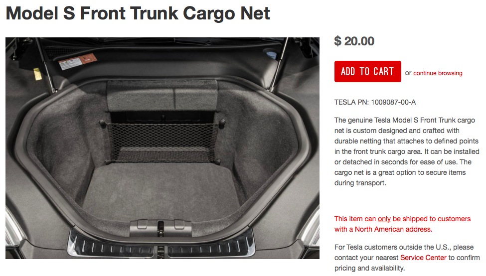Tesla shop cargo net