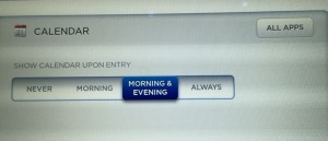 Tesla Calendar App settings