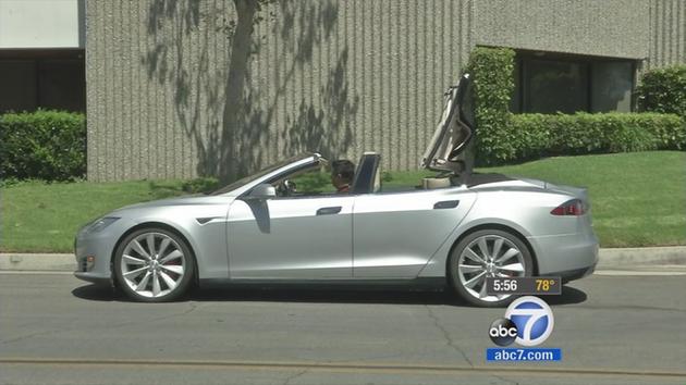 First Tesla Model Convertible Hits the Streets San