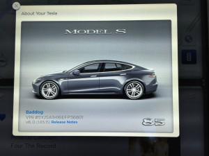 Tesla Model S VIN on Touchscreen