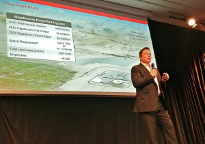 Tesla's CEO, Elon Musk discussing the footprint of the Gigafactory plant and its energy needs.