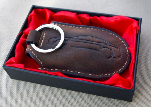 Rustic Leather Tesla Model S Key Fob Holder