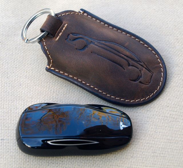 Genuine Leather Key Fob Fit Tesla Model S/X Fob Cove Pocket Case Cover Holder 