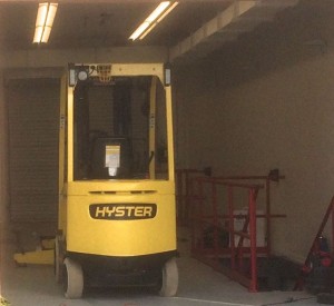 A peek into the possible battery swap bay and the stairs below. (Photo Courtesy of TESLA OWNER)