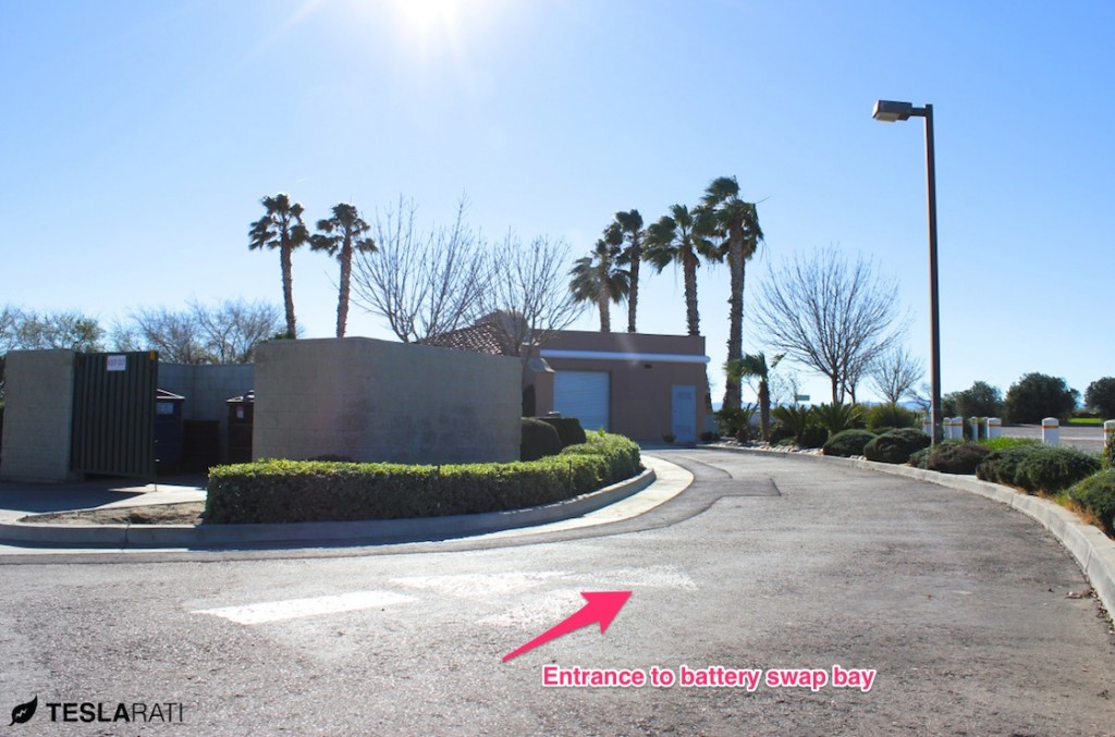 Entryway into the Tesla Battery Swap Station at Harris Ranch