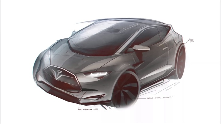 Tesla Model 3 compact rendition
