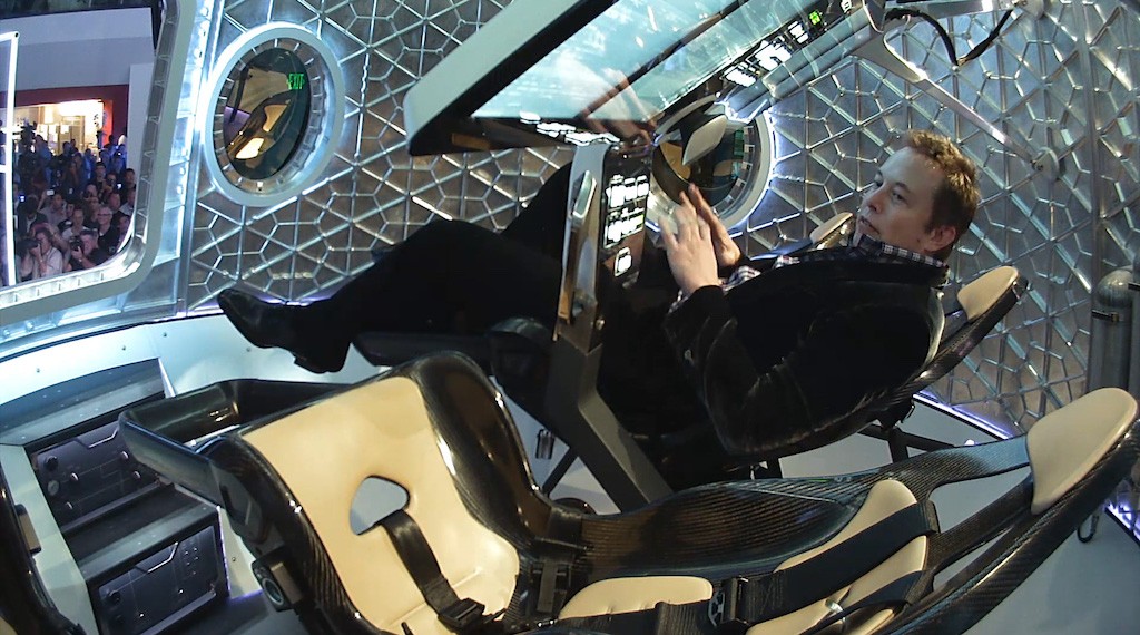 SpaceX CEO Elon Musk inside the Dragon V2 [Source: SpaceX]