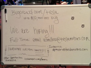 Tesla used a white board at Def Con 23 Hacking Conference to invite engineers to join the company