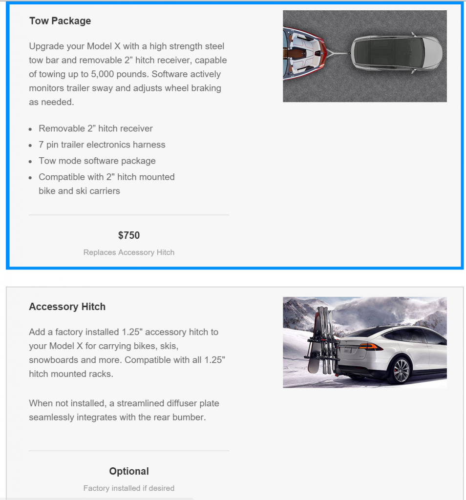 Model X tow packages
