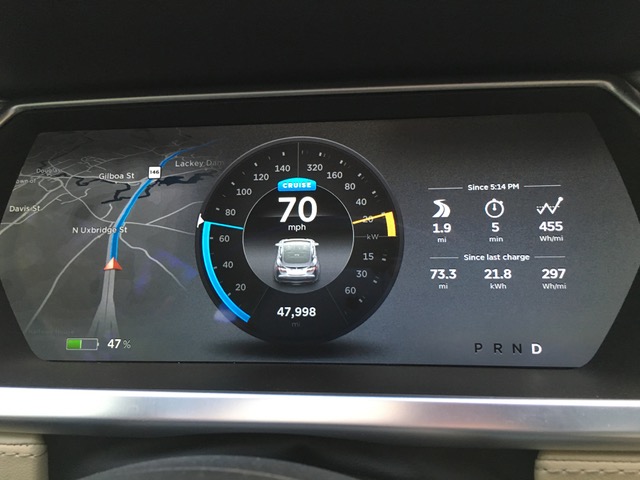 Version 7.0 dashboard display for non-autopilot Model S