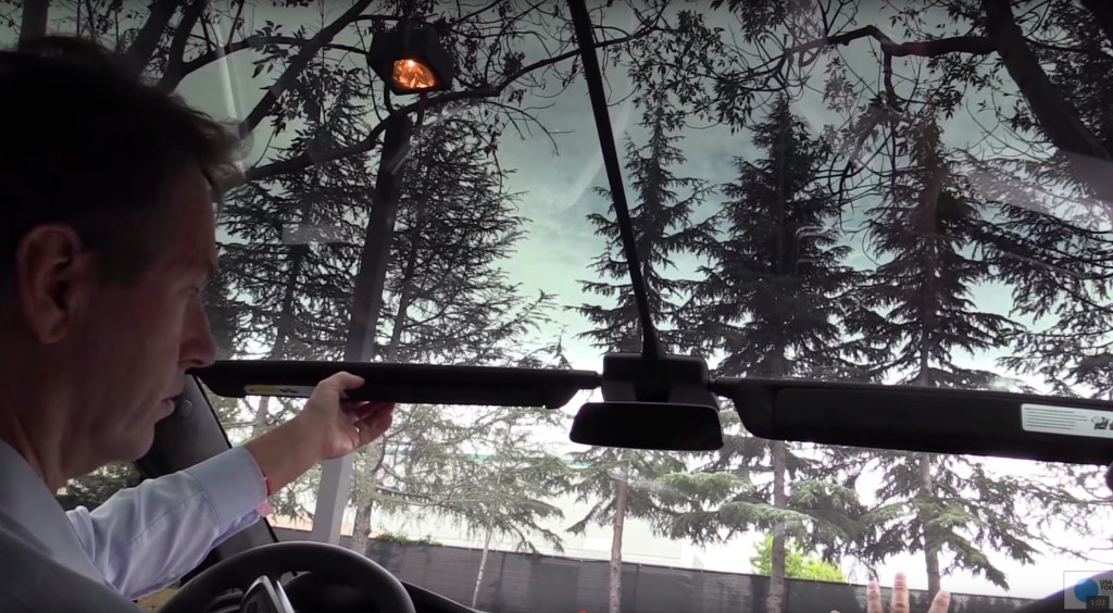 Model X all glass panoramic windshield [Source: USA Today screen grab]