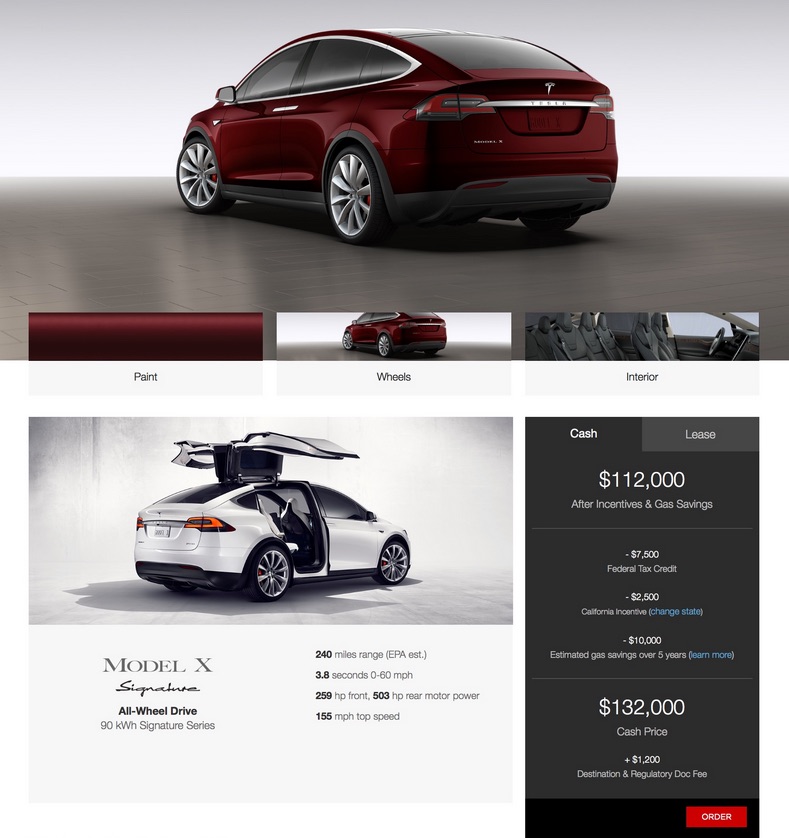 Tesla Model X starting price for Signature Series