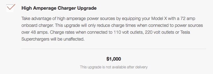 Model X high amperage charger upgrade