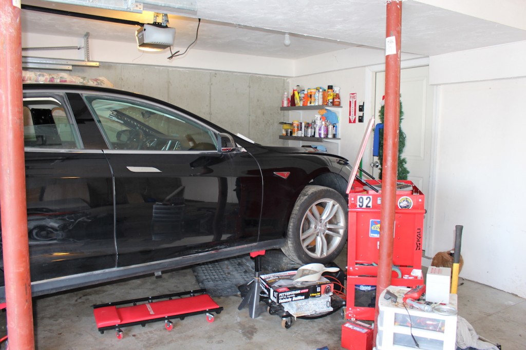 Preparing tools and gear for taking apart the flooded Tesla Model S