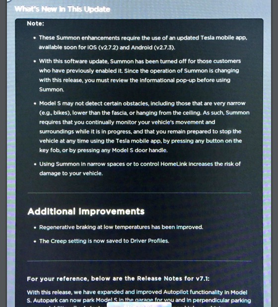 Tesla 7.1 New Summon Improvements