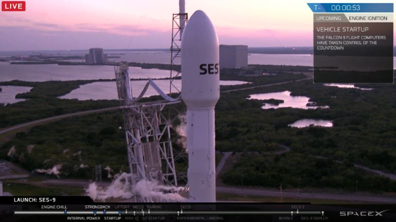 SES 9 atop SpaceX Falcon 9 rocket