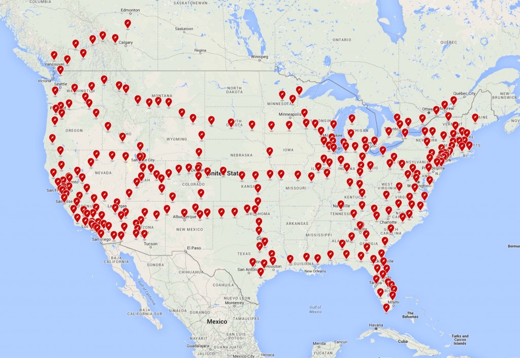 Tesla Supercharger network across North America [Source: Tesla Motors]