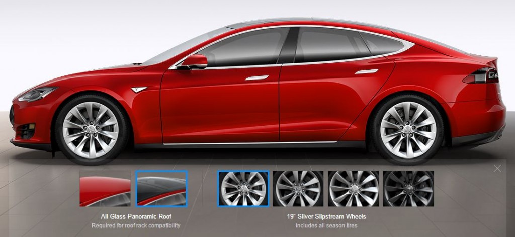 Tesla 19" Slipstream Wheels on Red Model S