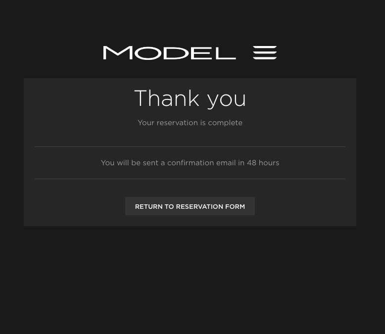 Model 3 reservation form