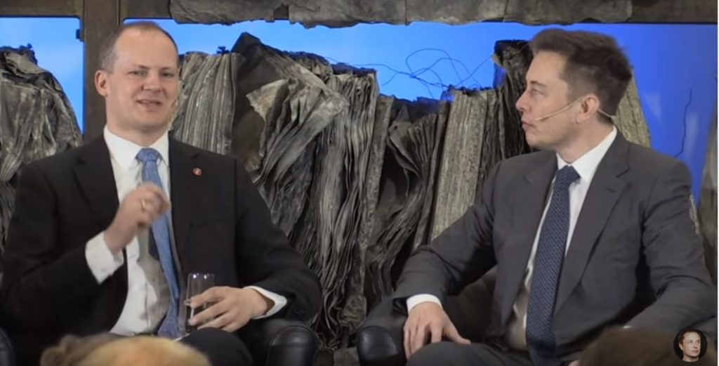 Elon Musk with Norwegian transportation minister