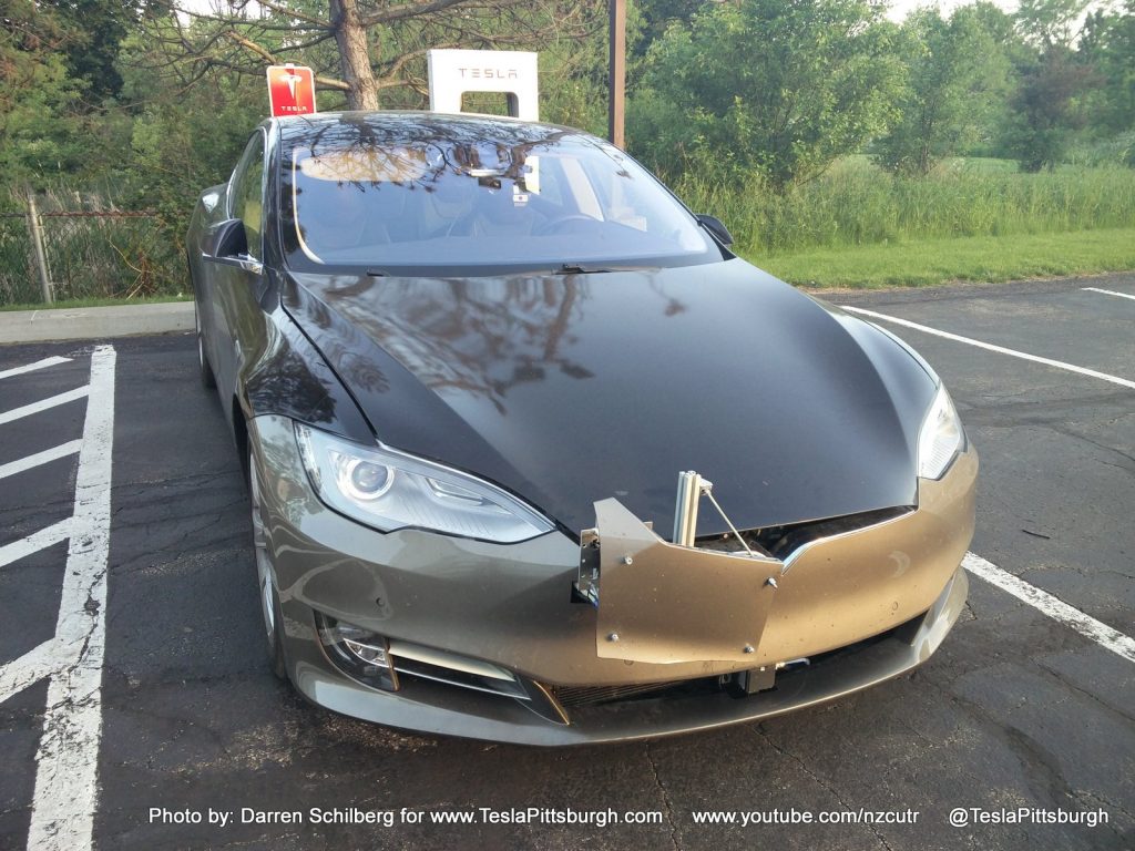Tesla Model S mule with Autopilot 2.0 on new fascia