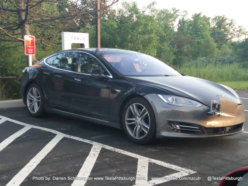 Tesla Model S mule with Autopilot 2.0 sensors