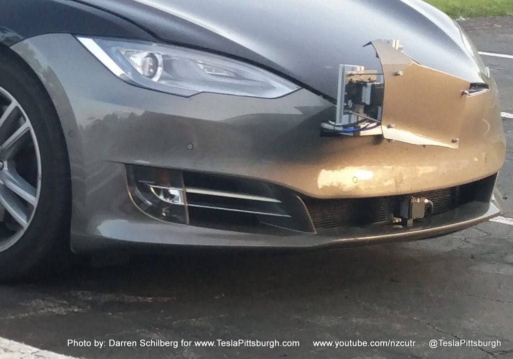 Tesla Model S mule with Autopilot 2.0 on new fascia