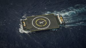 One of SpaceX's drone ships for first stage landing after launch.