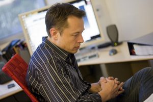 Elon Musk, deep in thought - probably about one space thing or another.