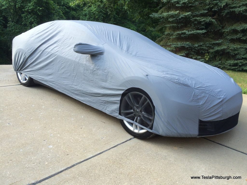 Tesla Model S car cover with mesh airflow