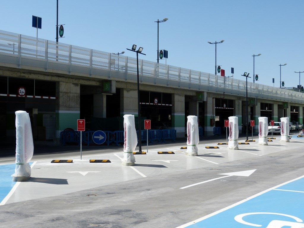 Tesla Supercharger with 6 stalls in Murcia, Spain