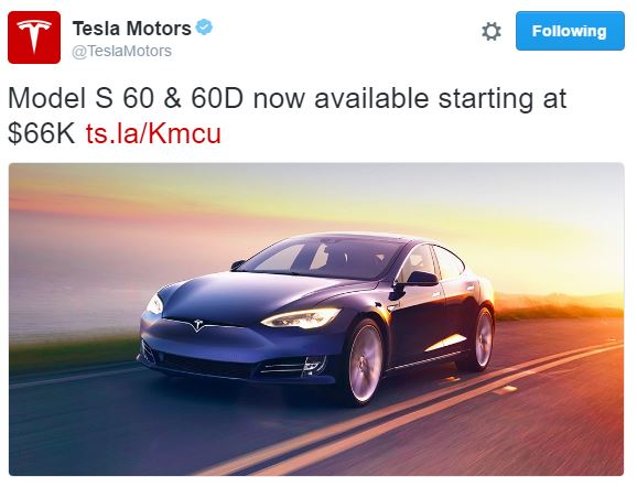 Tesla Model S 60D announced