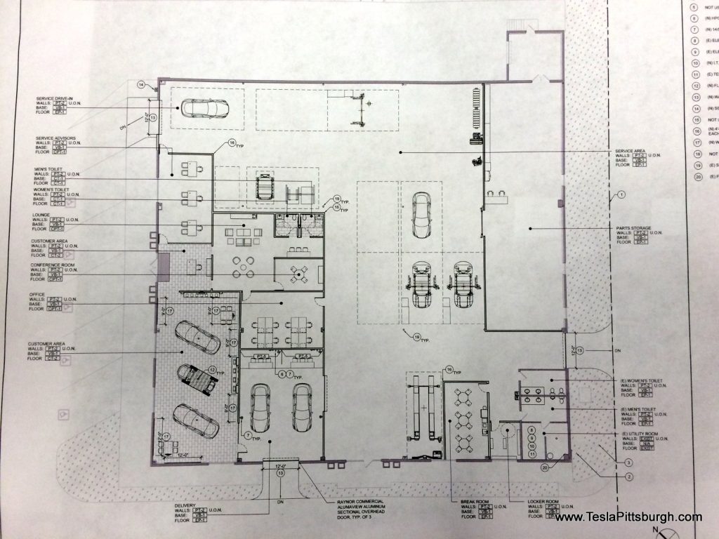 pittsburgh tesla service center interior plan