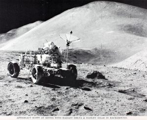 Astronaut Scott at Moon Rover