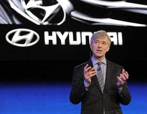 John Krafcik, President and CEO of Hyundai Motor America, speaks at the 2013 North American International Auto Show in Detroit, Michigan, on January 14, 2013.