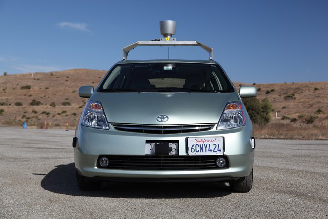 This undated photo shows a Google Inc. driverless car in California (Photo courtesy of Bloomberg.com)