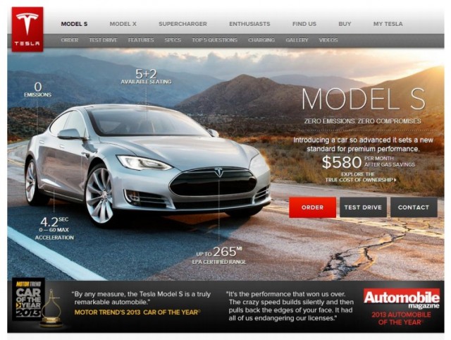 Screencap from Tesla website, included in complaint to California DMV from dealers