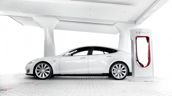 A Tesla Model S Does A Little Supercharging Between Making Headlines