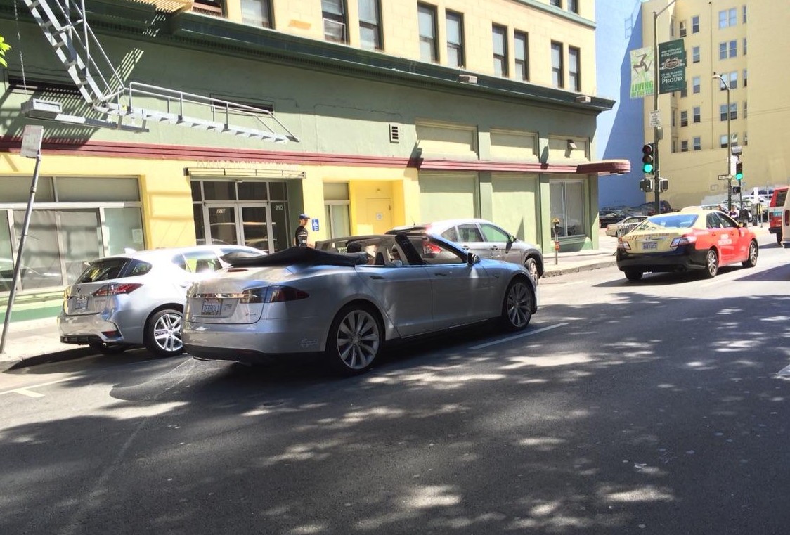 Tesla Model S convertible on the streets of San Francisco