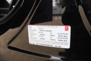 Tesla Model X Tire Pressure Label